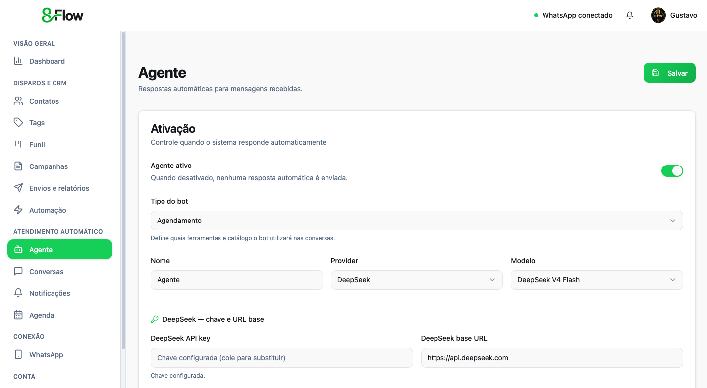 Configuração de agente de IA no 8Flow